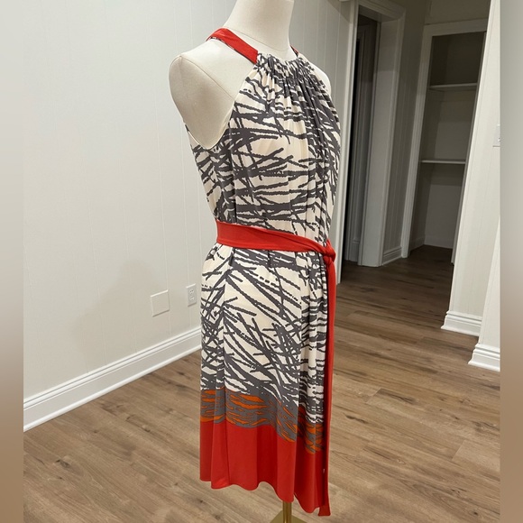 Adrianna Papell Hi Low Asymmetrical Dress Red Gray Sleeveless Sz 4 - Picture 3 of 14